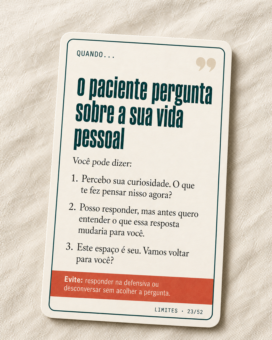 Carta: quando o paciente pergunta sobre sua vida pessoal