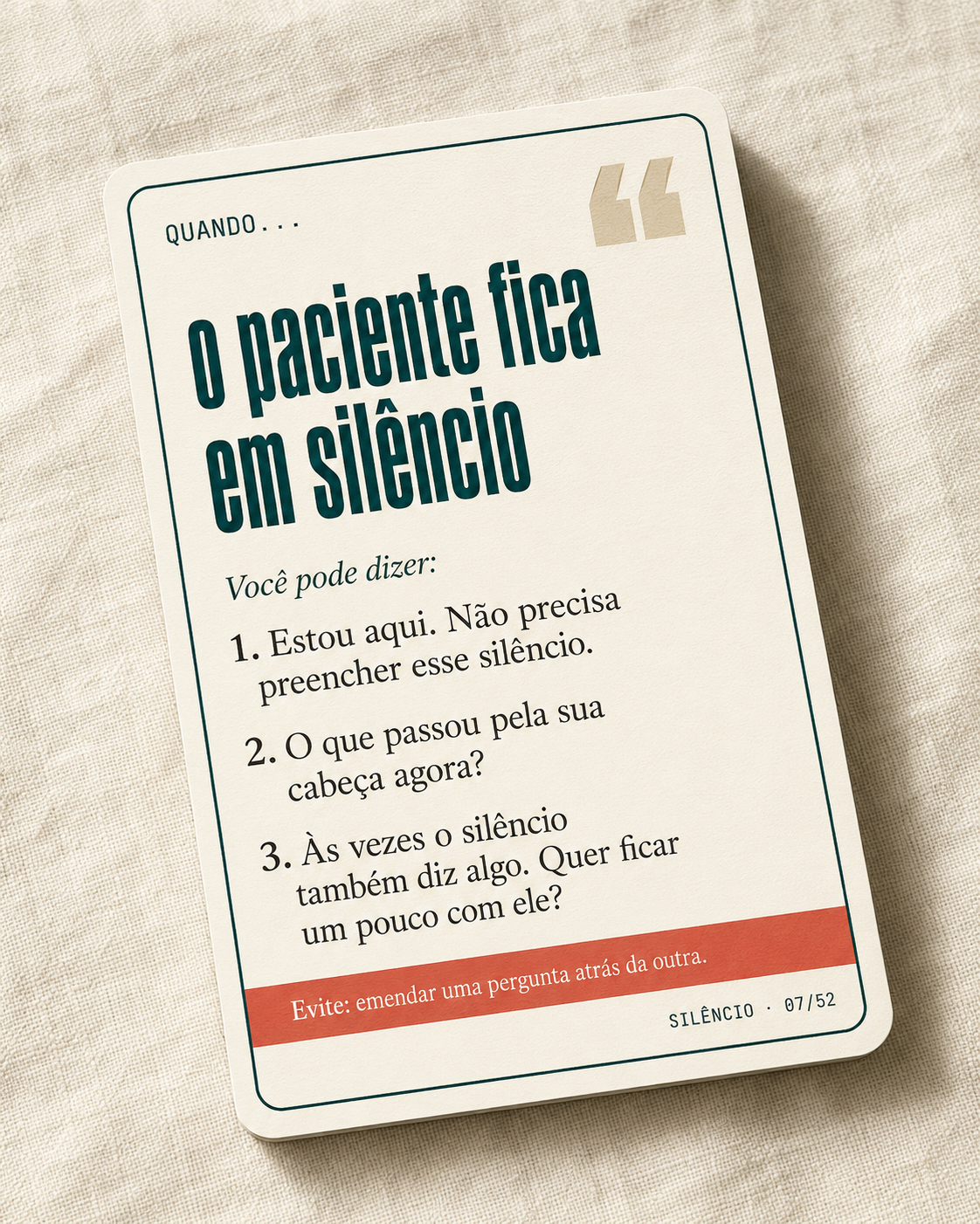 Carta “Quando o paciente fica em silêncio” em close